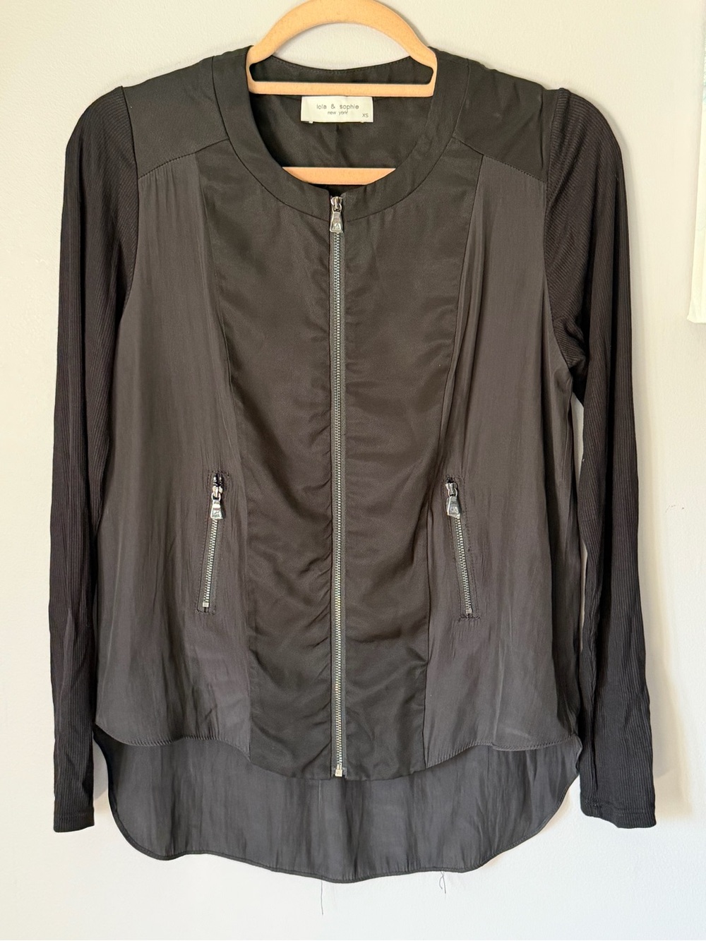 Lola & Sophie Black Lightweight Zip Front Bomber Jacket XS